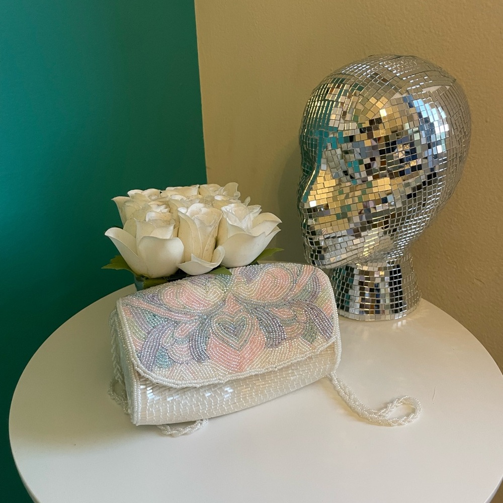 Pink & White Floral Beaded Cross Body